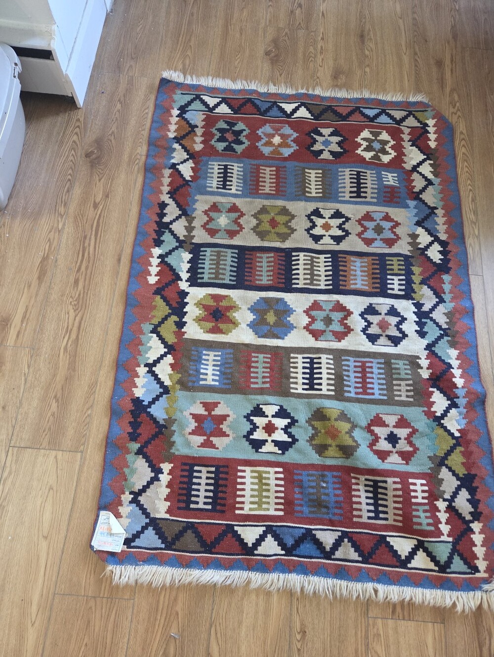 Vintage Persian Kilim Rug 3x5 - Authentic Handwoven Wool Tribal Area Rug